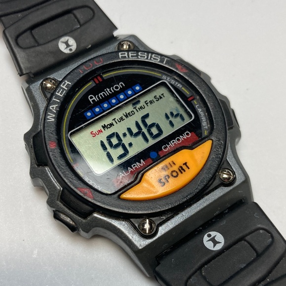 Armitron vintage digital watch 40/6531 new battery rubber strap